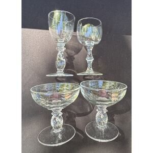 Vtg 1960’s HEISEY Lariat Heavy Pressed Low Sherbet & Wine Glasses -A52